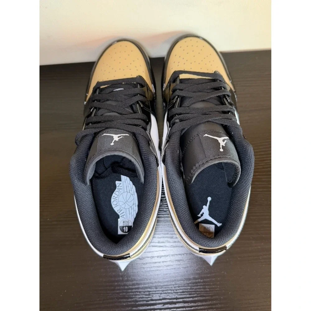 Nike Jordan 1 Low TD Football Cleats Black Gold Toe FJ6245-701 Men's Size 10